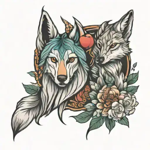 virgo and wolf tattoo design idea