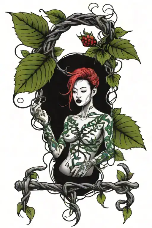 barbed wire and poison Ivy plant tattoo tattoo design idea