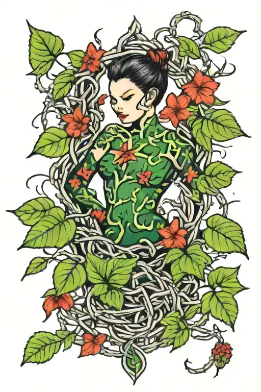 barbed wire and poison Ivy tattoo tattoo design idea