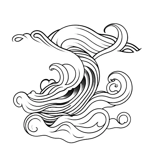 Ocean Wave, single line tattoo design idea