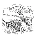 Ocean Wave, single line tattoo design idea