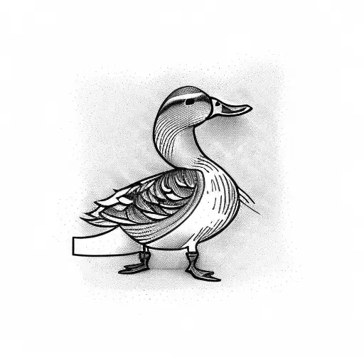 duck with knife tattoo design idea