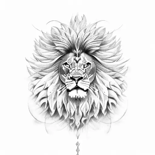 wings with lion tattoo design idea