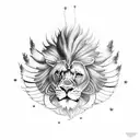 wings with lion tattoo design idea