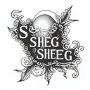 A cracking egg with the word "Sheg" on it tattoo design idea