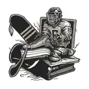 Incorporate a stack of books into a tattoo design with subtle football and hockey elements tattoo design idea