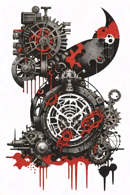 adeptus mechanicus symbol incorporated tattoo design idea