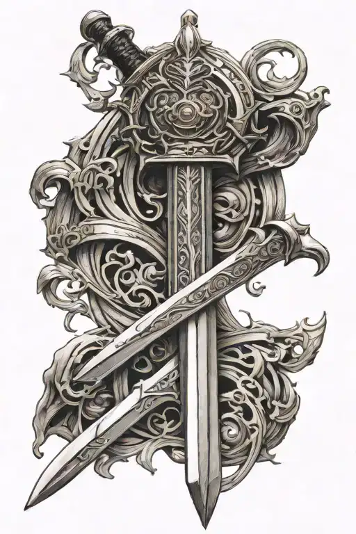 Anduril and Narsil sword tattoo design idea