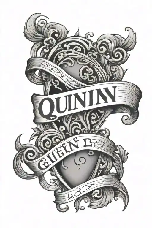 Quinn name incorporated with a heartbeat tattoo design idea