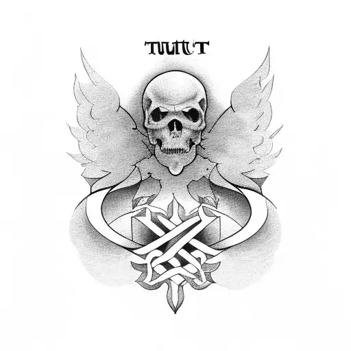 "Trust your struggle" phrase with wing tattoo design idea