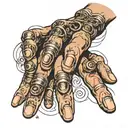 hand with many rings  tattoo design idea