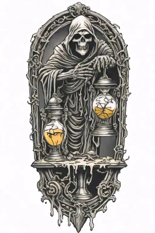 grim reaper breaking an hourglass  tattoo design idea