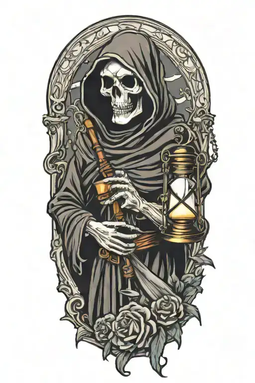 grim reaper holding an hourglass tattoo design idea