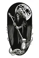 grim reaper with an hourglass and scyth tattoo design idea