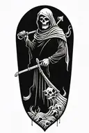 grim reaper with an hourglass and scyth tattoo design idea