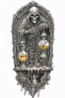 grim reaper breaking an hourglass  tattoo design idea