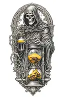 grim reaper smashing an hourglass  tattoo design idea