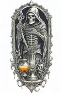 grim reaper smashing an hourglass  tattoo design idea