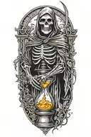 grim reaper throwing an hourglass tattoo design idea