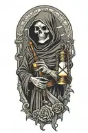 grim reaper holding an hourglass tattoo design idea