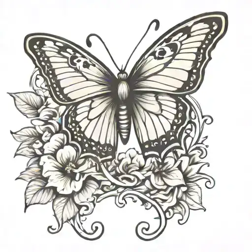 Create a neotraditional tattoo featuring a butterfly symbolizing transformation and recovery tattoo design idea