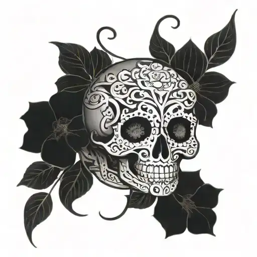 mandala skulls flowers intertwining vines creepy pretty tattoo design idea