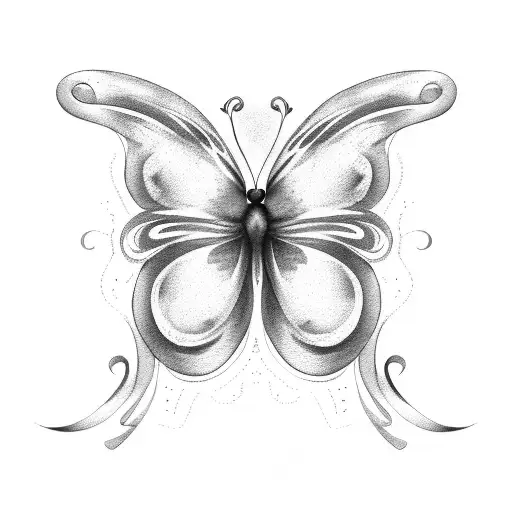 butterfly with alphabets tattoo design idea