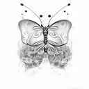butterfly with alphabets tattoo design idea