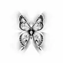 butterfly with alphabets tattoo design idea