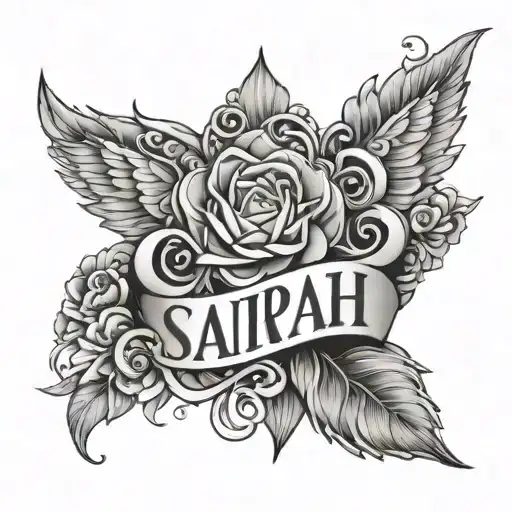 name of sarah tattoo design idea