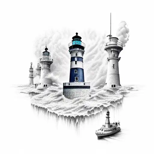 a lighthouse for ships, drogs, police, cocain tattoo design idea