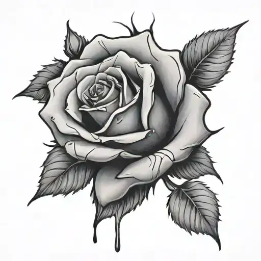 bloody rose tattoo design idea
