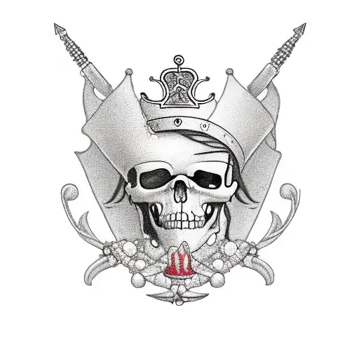 Jolly roger wearing a golden crown tattoo design idea