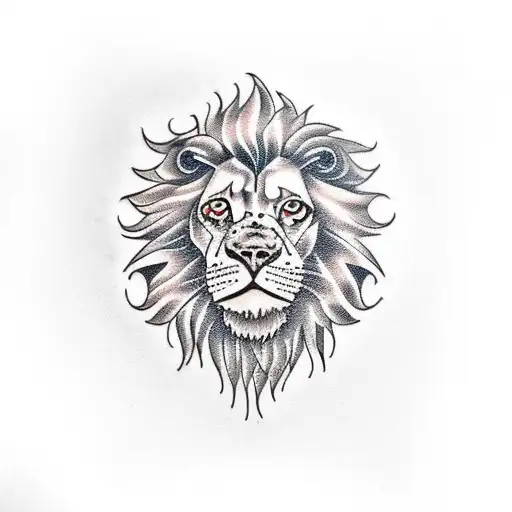 negative space lion with flaming mane tattoo design idea