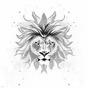 negative space lion with flaming mane tattoo design idea