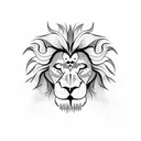 negative space lion with flaming mane tattoo design idea