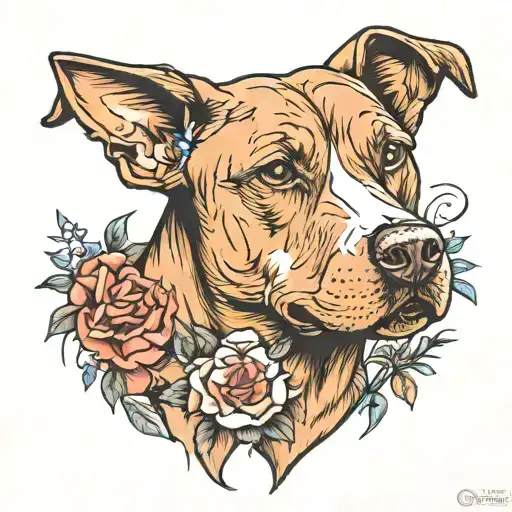 amstaff and labrador dog tattoo design idea