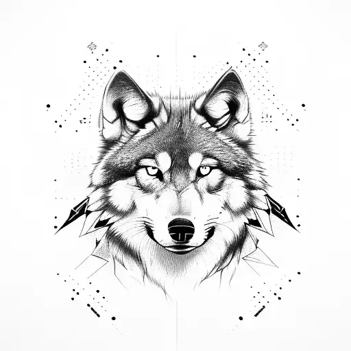 wolf with cat tattoo design idea