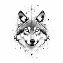wolf with cat tattoo design idea