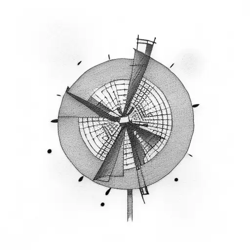 simple 4 panel windmill tattoo design idea