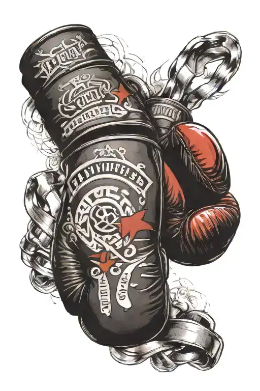 Incorporate elements of different fighting sports (boxing gloves, MMA gloves, taekwondo belt) into a unique design symbolizing strength and determination tattoo design idea