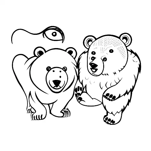 baby bear and vicious bear tattoo design idea