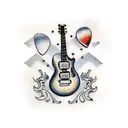 guitar with guitar pick tattoo design idea