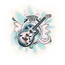 guitar with guitar pick tattoo design idea
