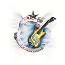 guitar with guitar pick tattoo design idea