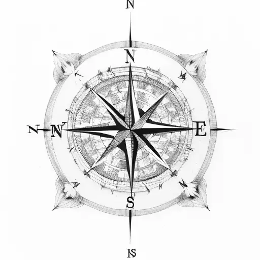 compass méningite history And geography tattoo design idea
