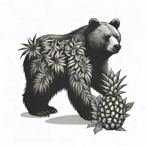 The bear guards the pineapple tattoo design idea