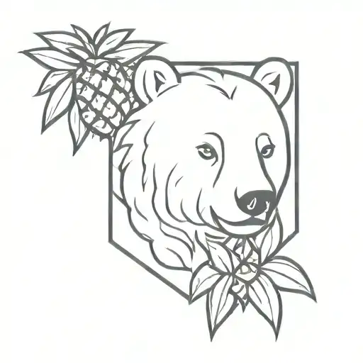 The bear guards the pineapple tattoo design idea