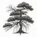 A tree with deep roots standing tall in the midst of a storm tattoo design idea