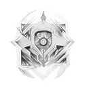 Create a tattoo design that merges elements of Croatian architecture with religious symbolism tattoo design idea